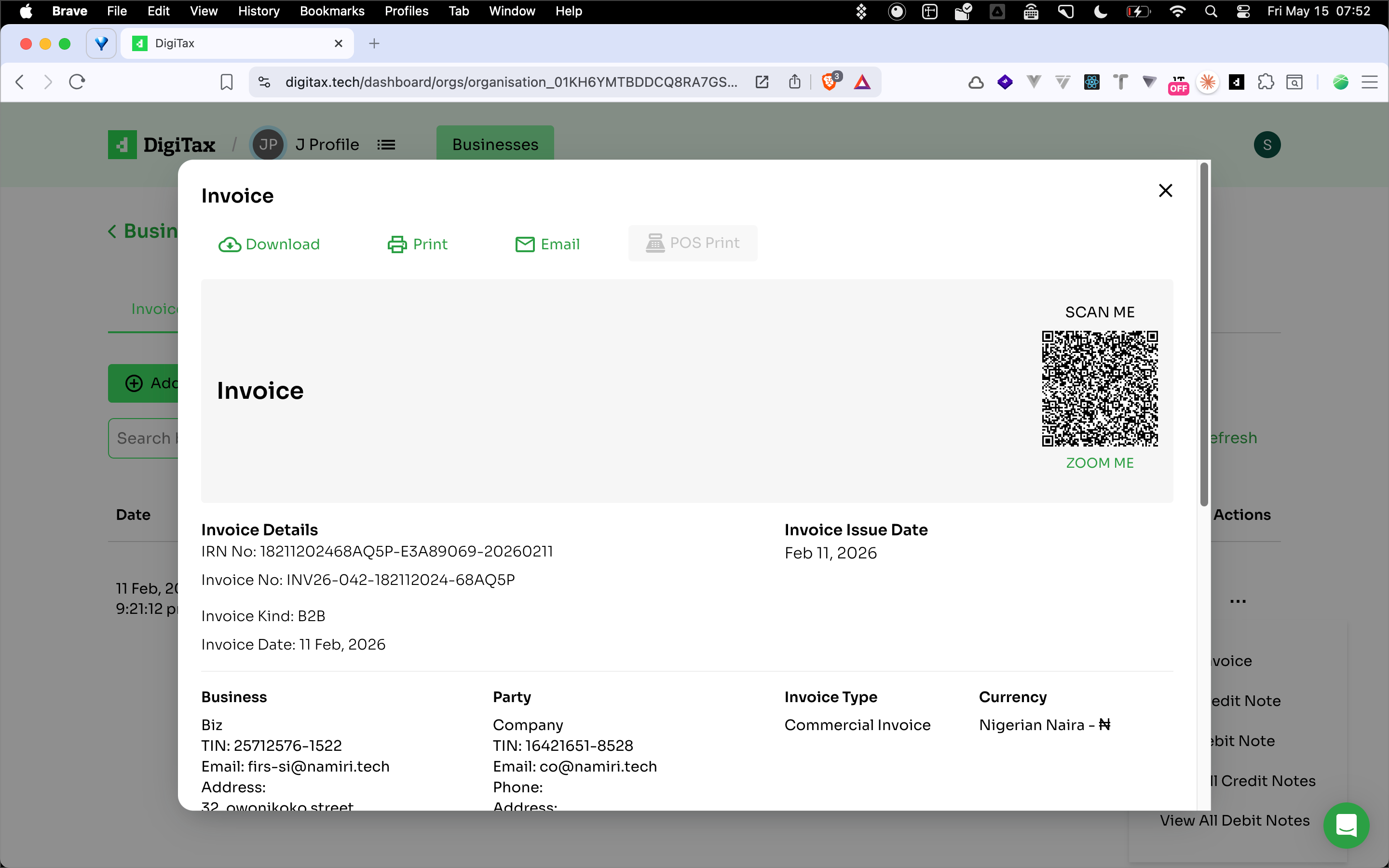 DigiTax Invoice Detail